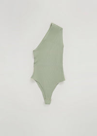 Body asymétrique côtelé - Sage