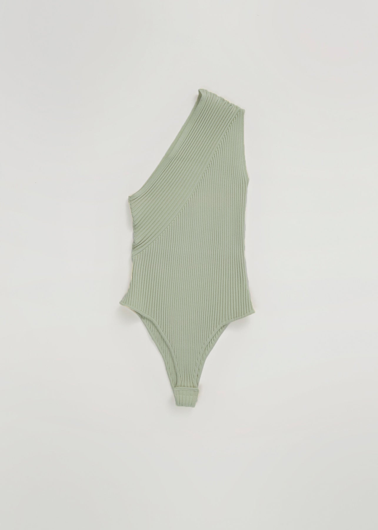 Body asymétrique côtelé - Sage