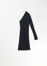 Robe longue asymétrique et côtelée - Black