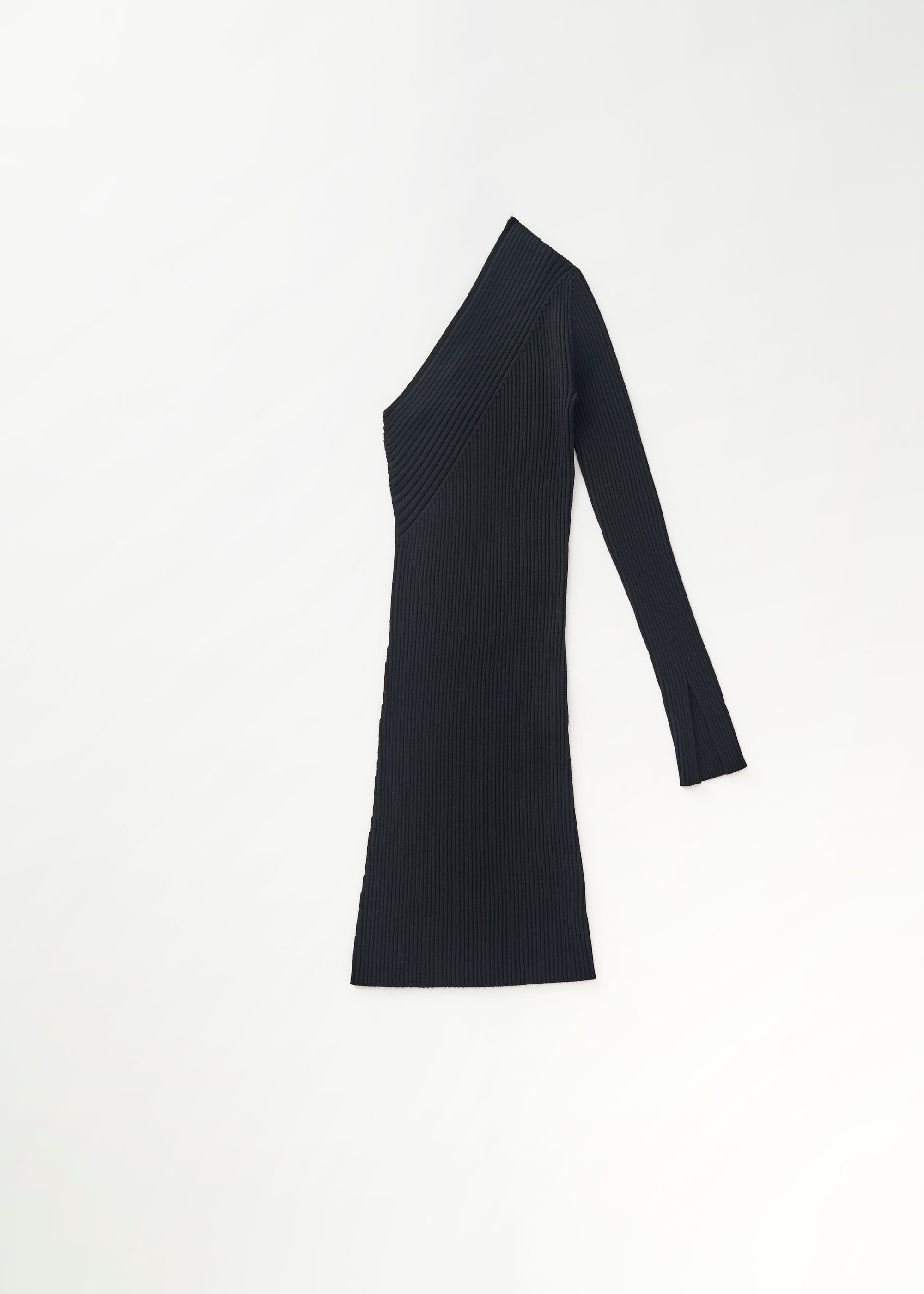 Robe longue asymétrique et côtelée - Black