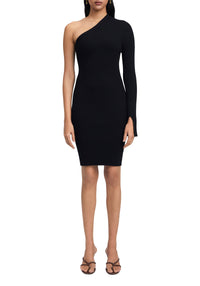 Robe longue asymétrique et côtelée - Black