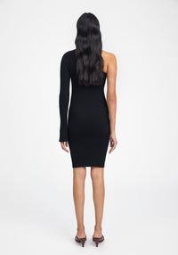 Robe longue asymétrique et côtelée - Black