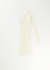 Robe courte asymétrique et côtelée - Crème