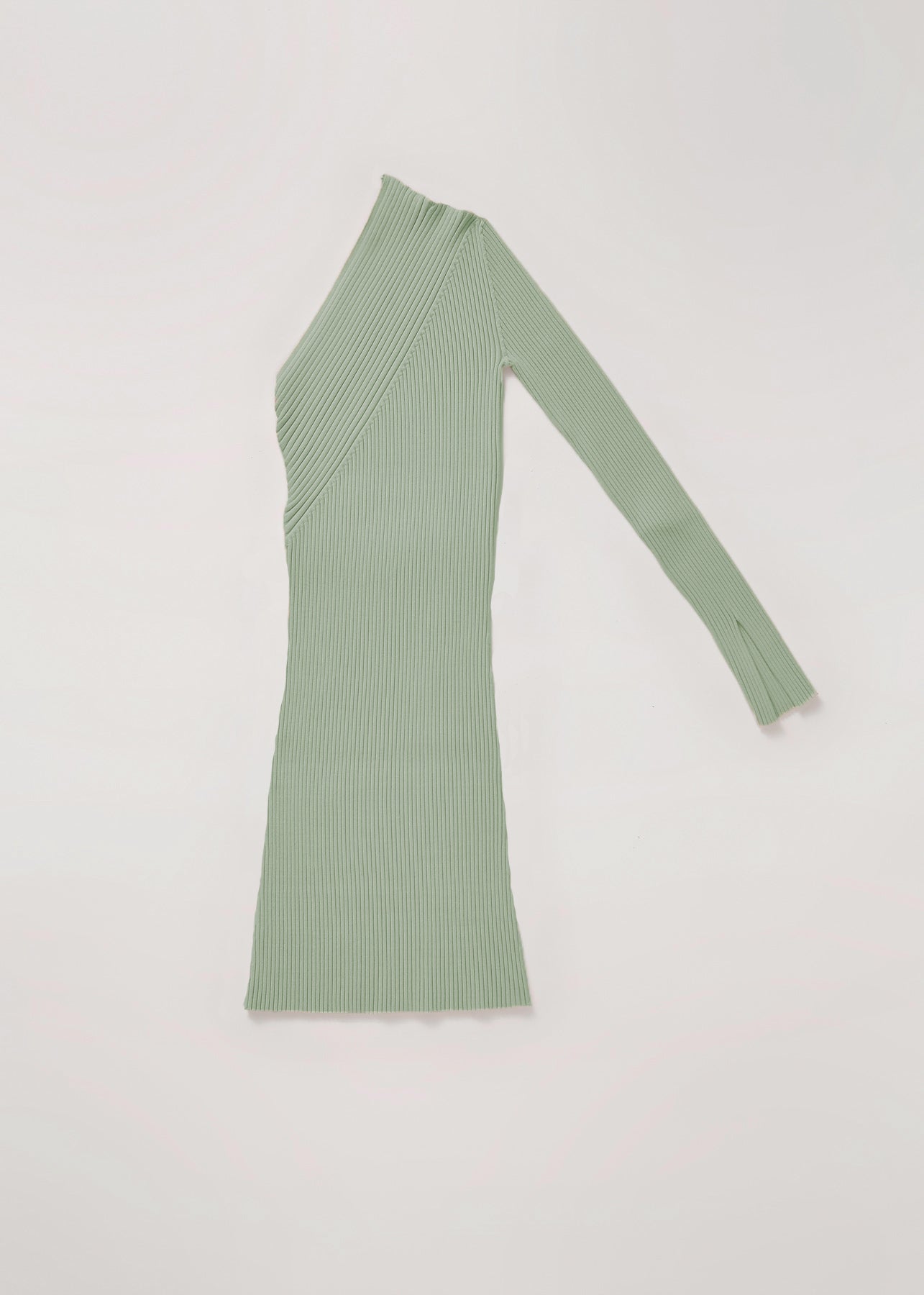 Robe courte asymétrique et côtelée - Sage