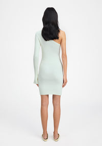 Robe courte asymétrique et côtelée - Sage