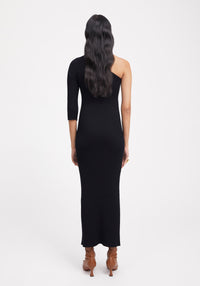 Robe longue asymétrique et côtelée - Black