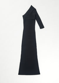 Robe longue asymétrique et côtelée - Black