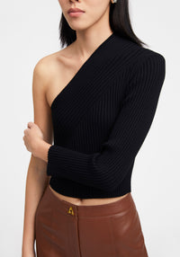 T-shirt asymétrique côtelé - Black
