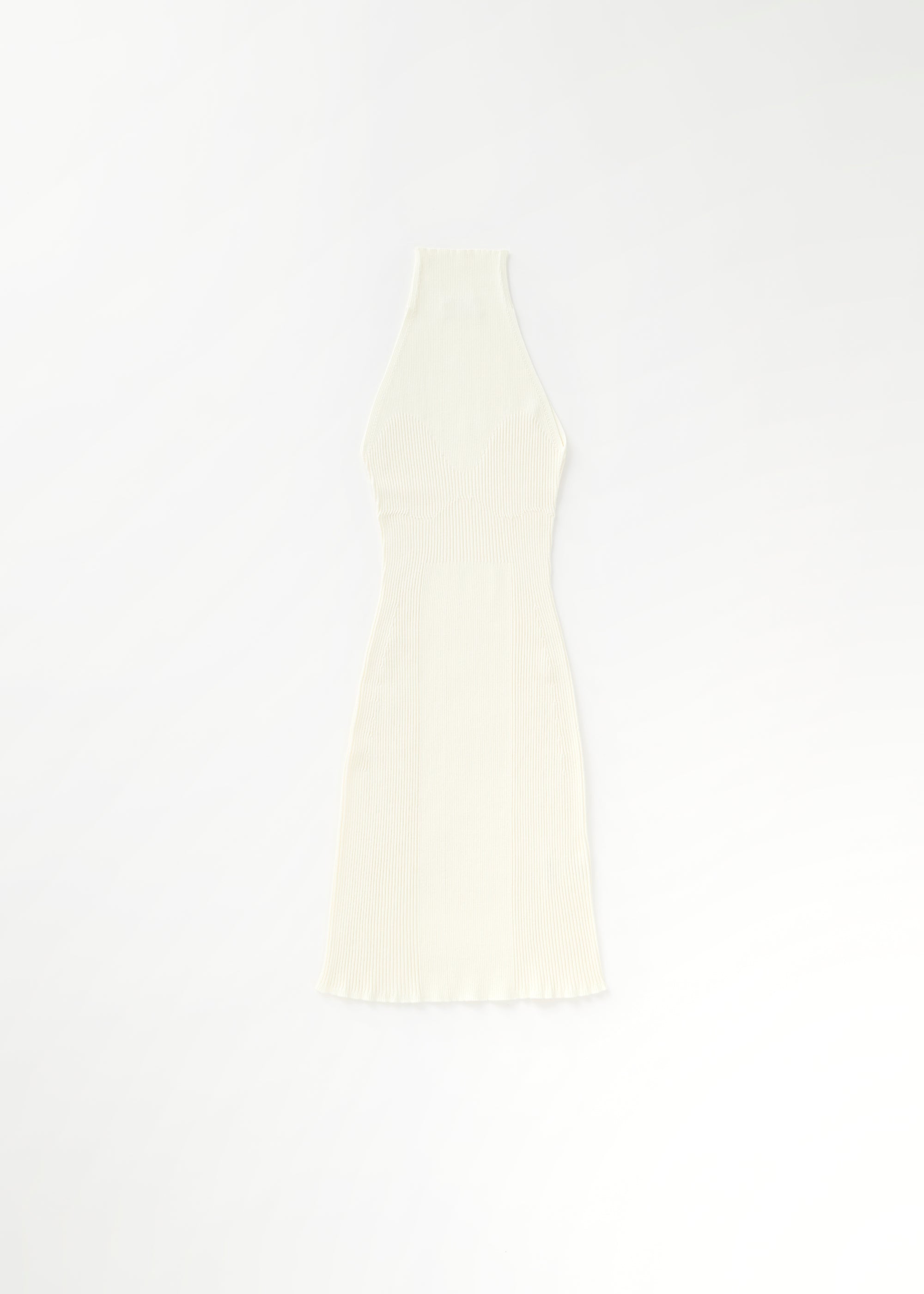 Robe courte côtelée sans manches - Crème