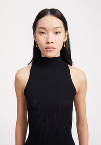 Ribbed sleeveless maxi dress - Black