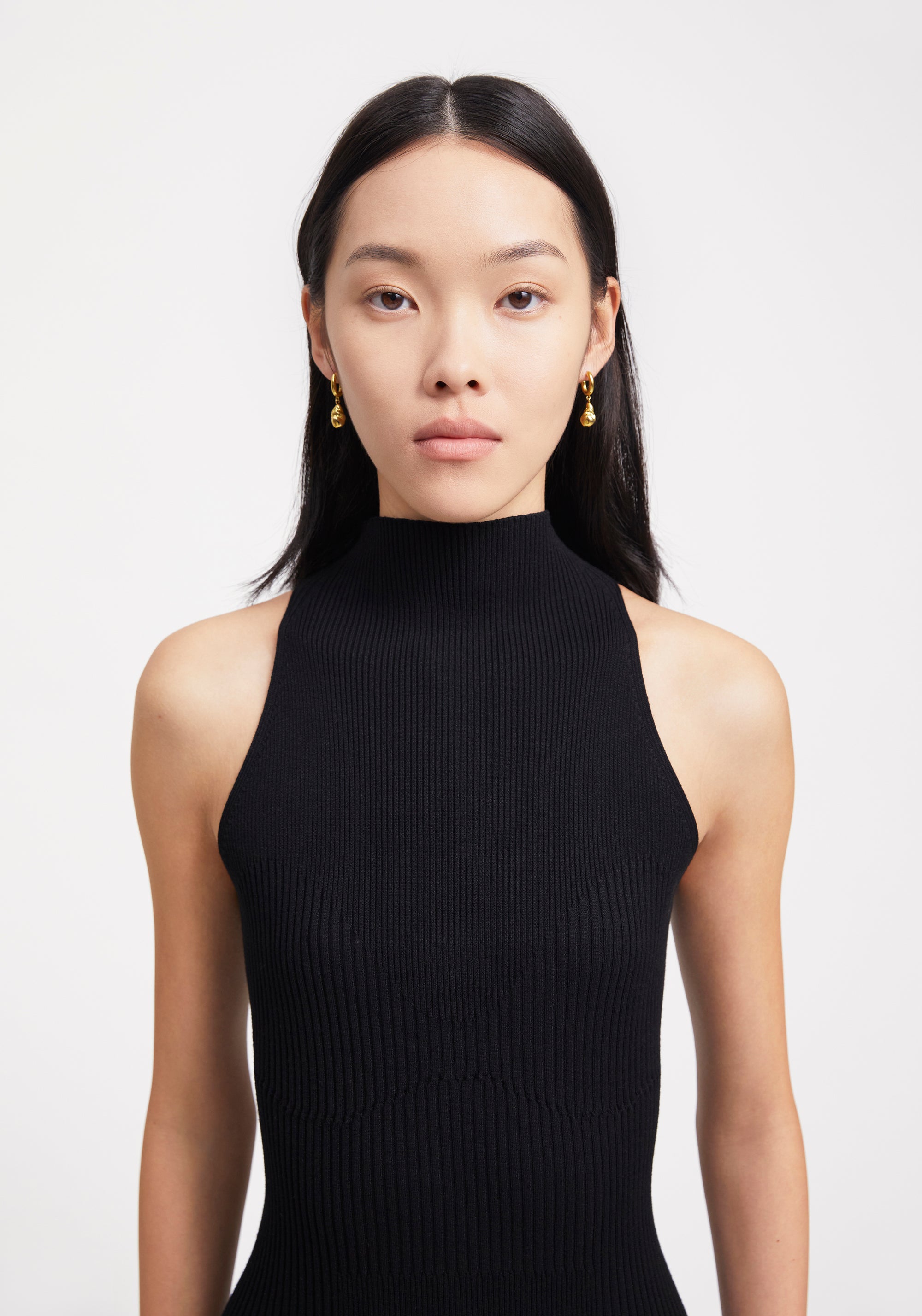 Ribbed sleeveless maxi dress - Black
