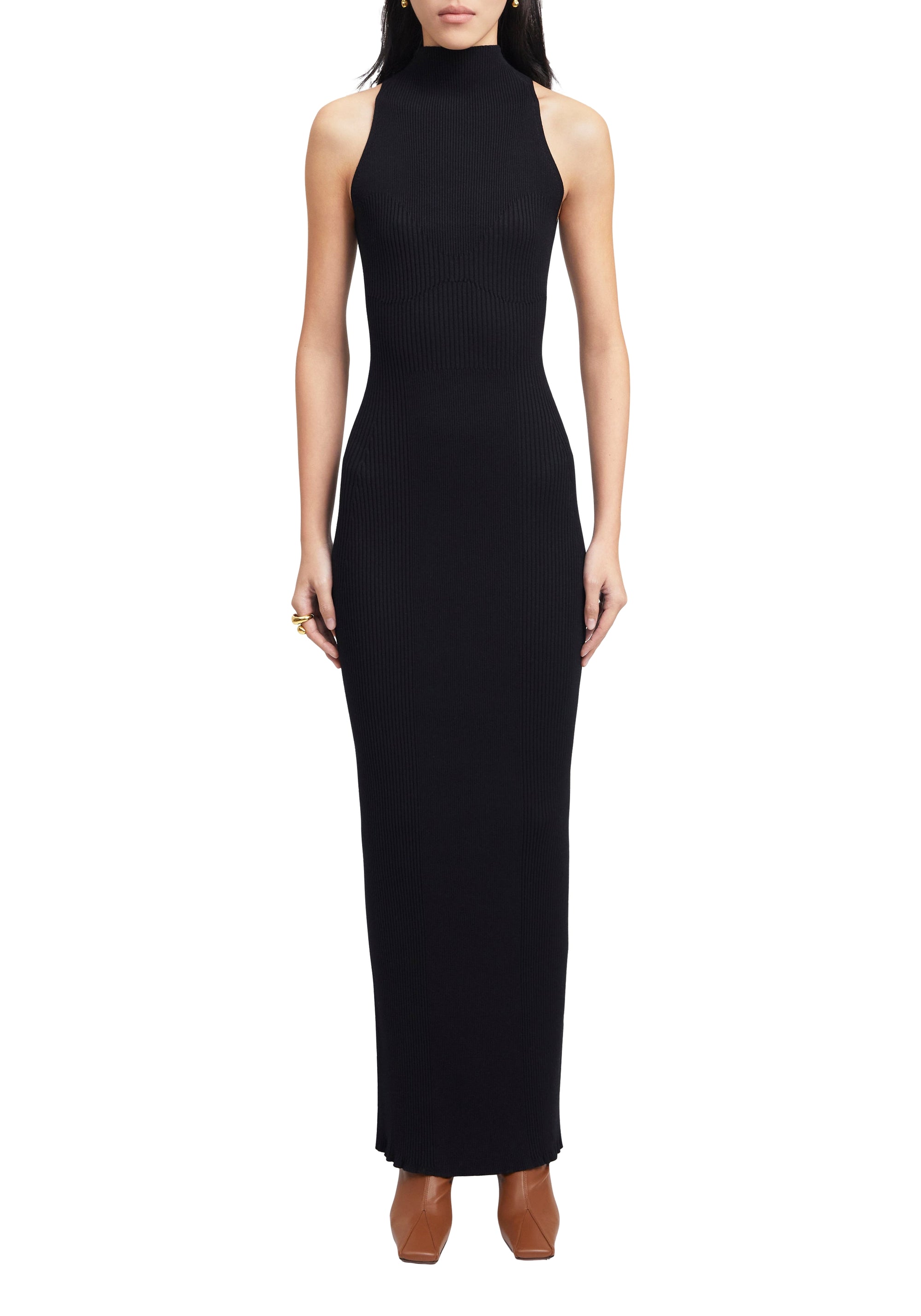 Ribbed sleeveless maxi dress - Black