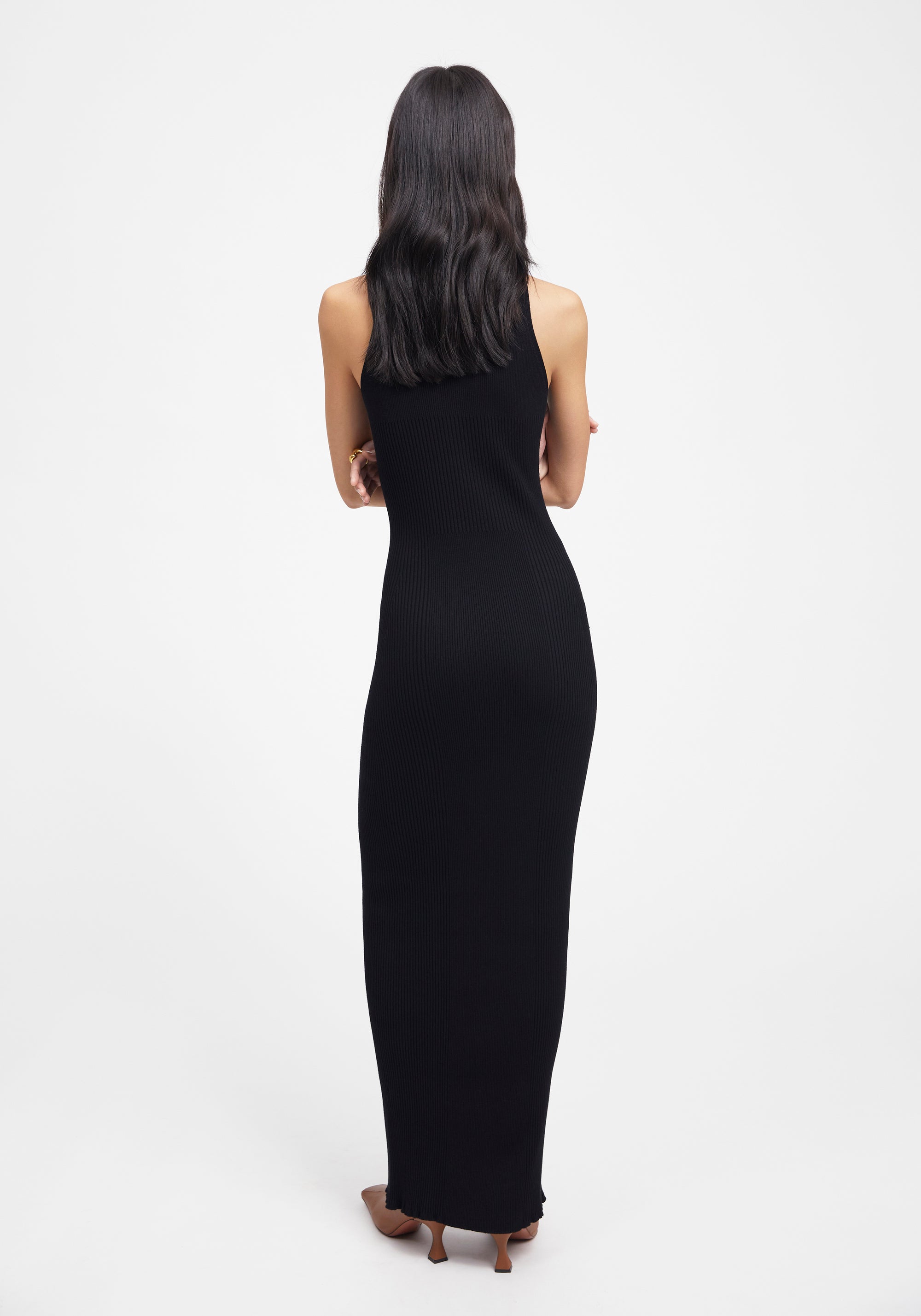Ribbed sleeveless maxi dress - Black