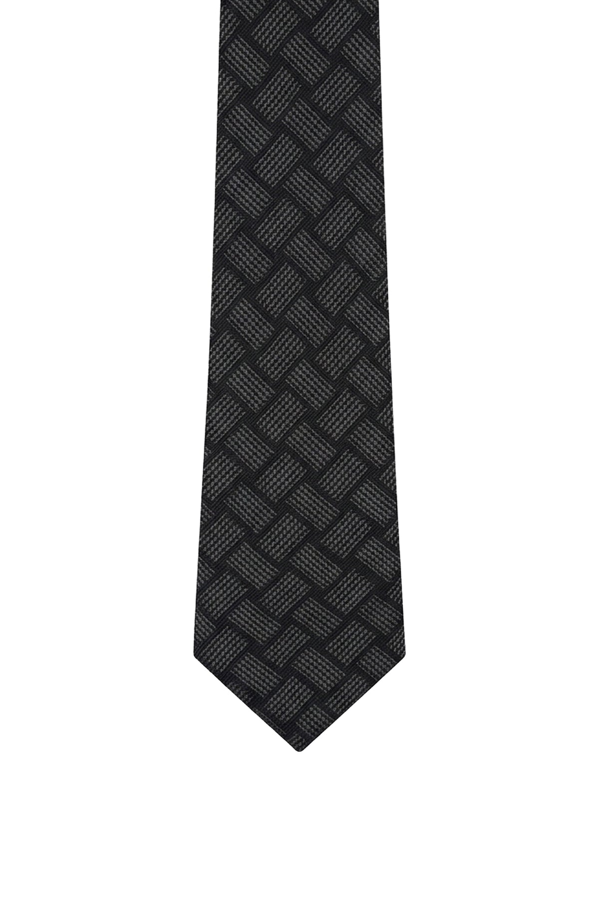 Cravate à motifs en soie - Black