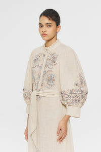 Robe longue brodée Ziggy - Cream