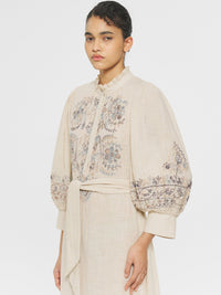 Robe longue brodée Ziggy - Cream