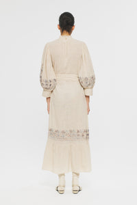 Robe longue brodée Ziggy - Cream