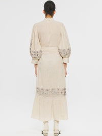 Robe longue brodée Ziggy - Cream