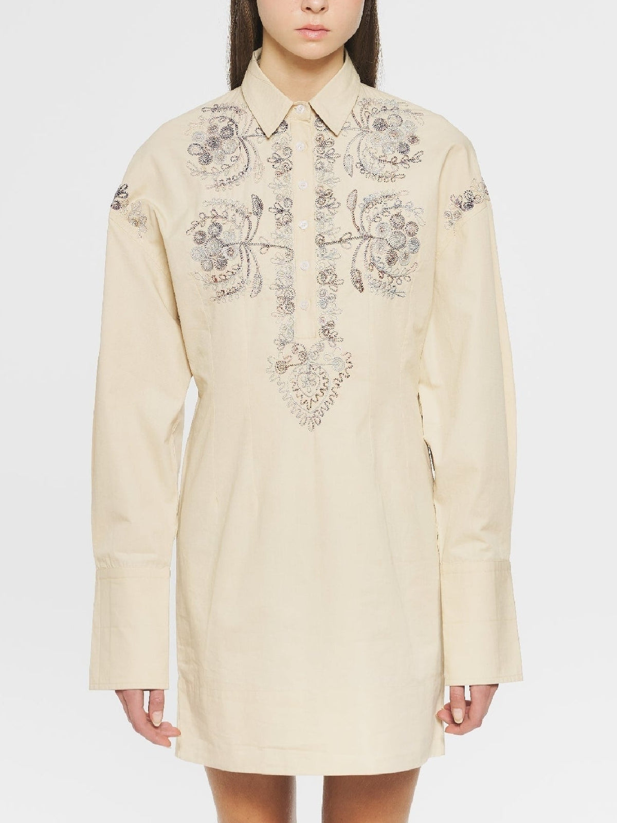 Robe courte brodée Ziggy - Cream