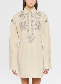 Robe courte brodée Ziggy - Cream
