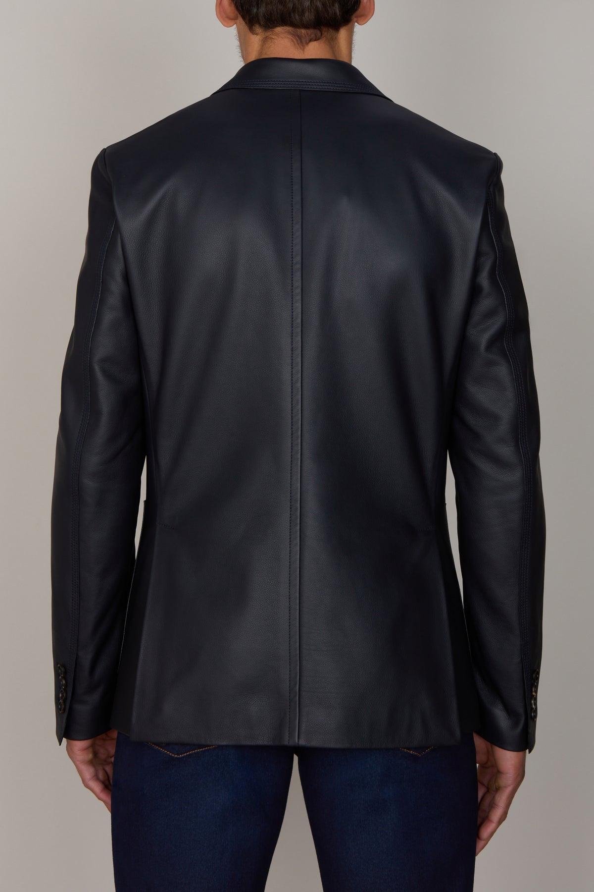 Veste en cuir précieux - Blue Navy