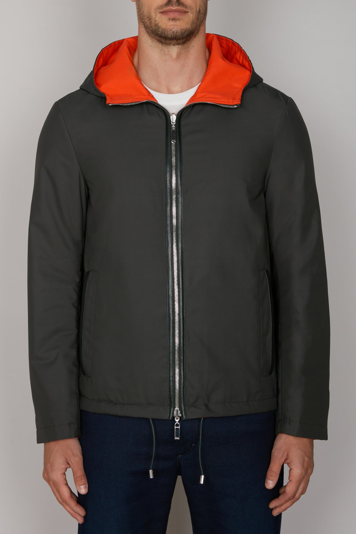 Blouson réversible à capuche en soie - Deep Military