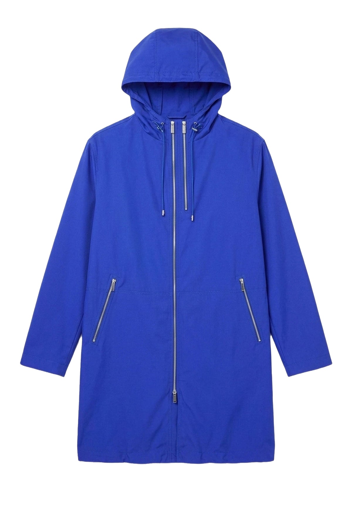 Mid-length silk parka - Electric Blue