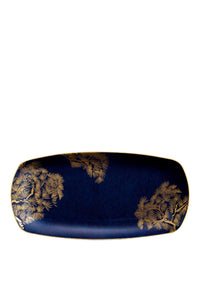 Plateau rectangulaire Bonsai Zen en porcelaine - Bleu