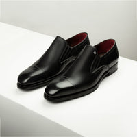 Mocassins à bout rapporté surpiqués en cuir - Noir