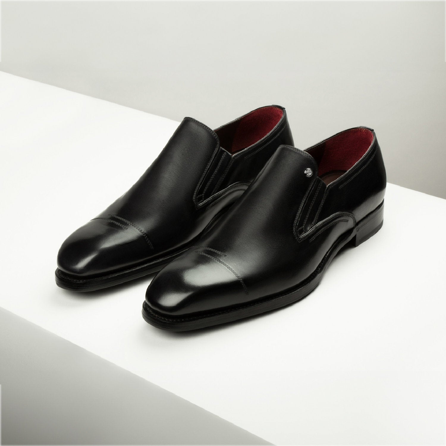 Mocassins à bout rapporté surpiqués en cuir - Noir