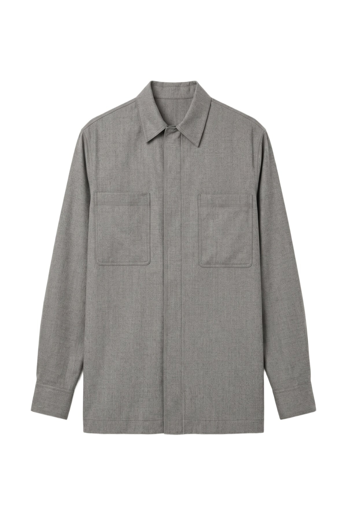 Chemise à double poches en laine - Smoke Grey