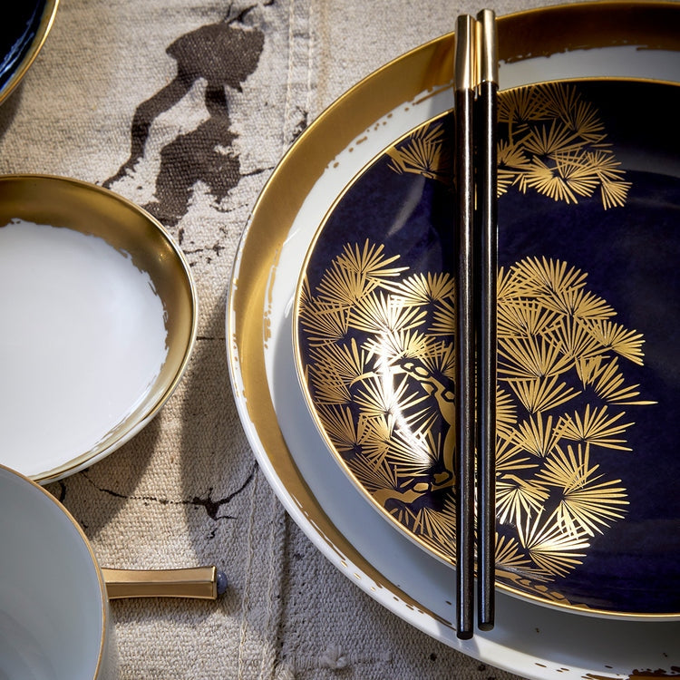 Assiette plate Zen - Blanc & Or