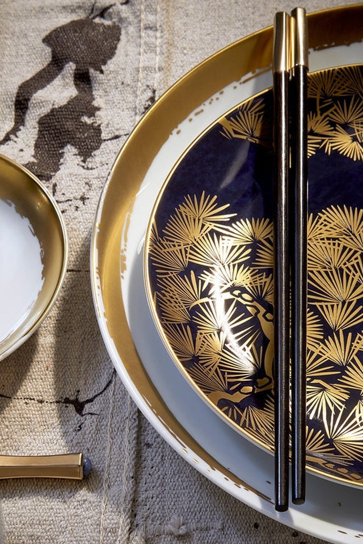 Assiette plate Zen - Blanc & Or