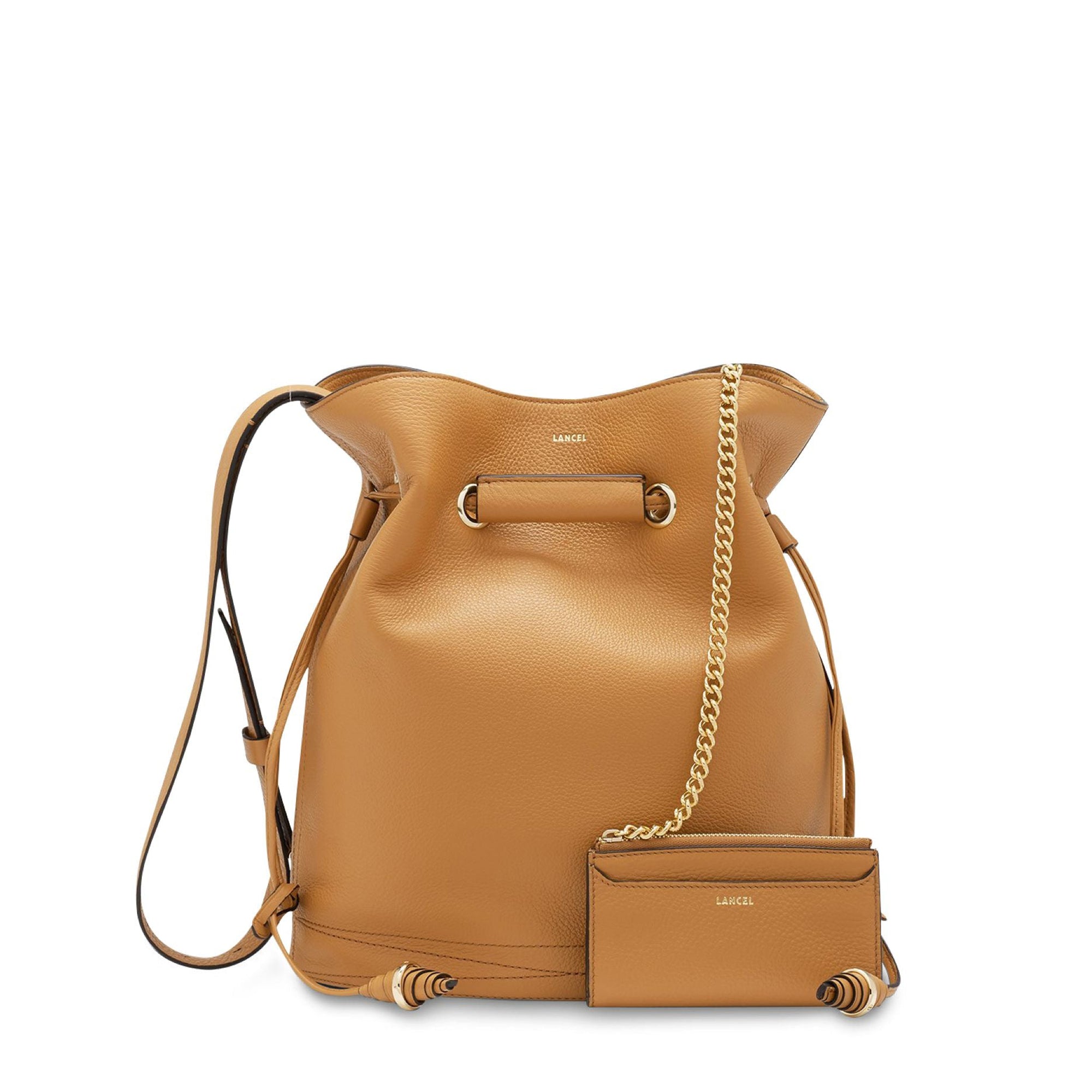 Sac seau Le Huit L en cuir grainé - Camel