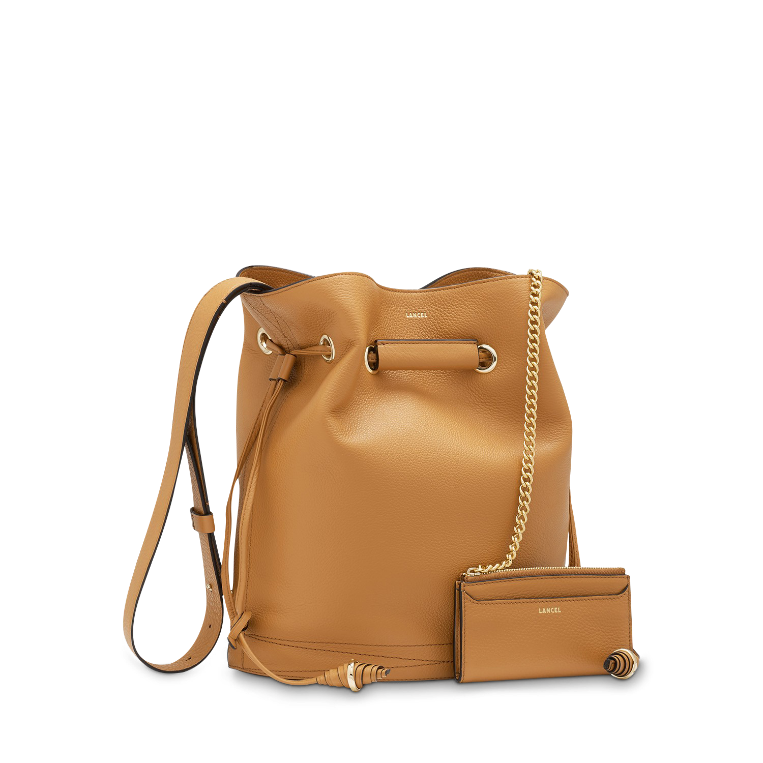 Sac seau Le Huit L en cuir grainé - Camel