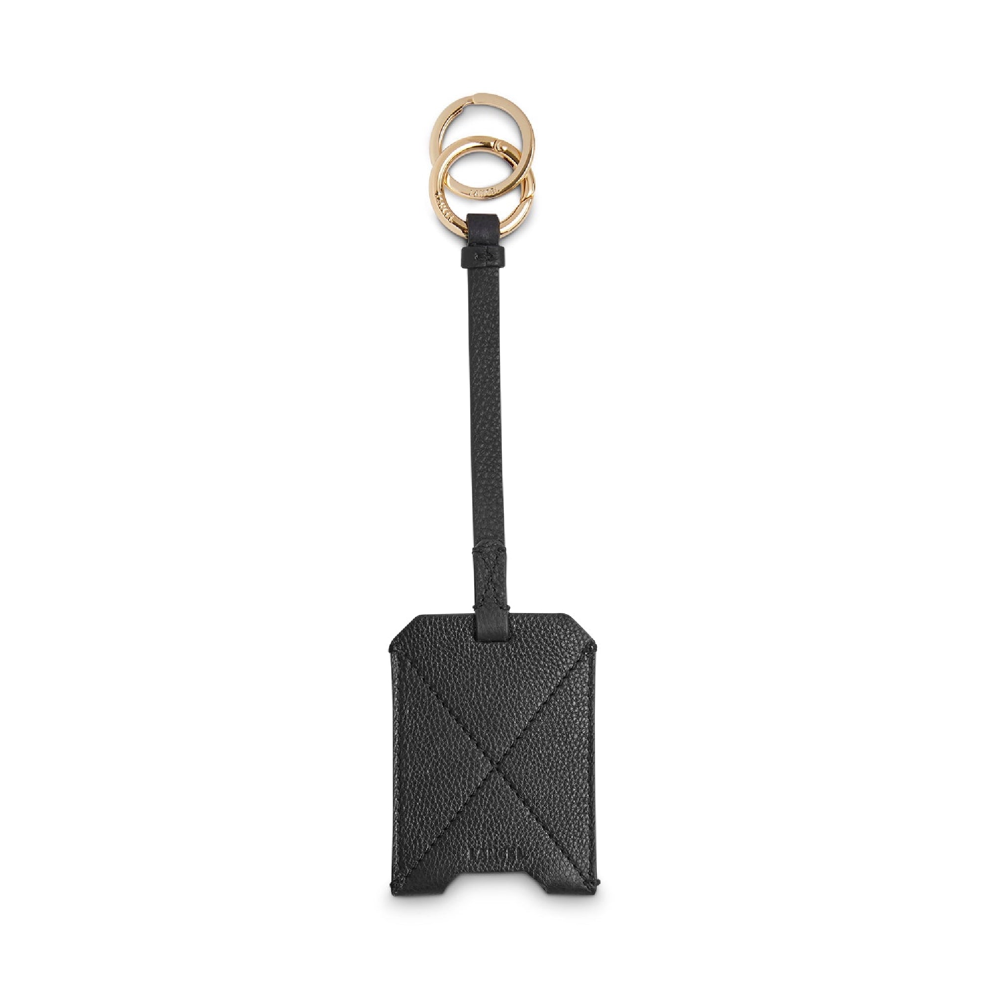 Porte-clés Signature en cuir grainé - Noir