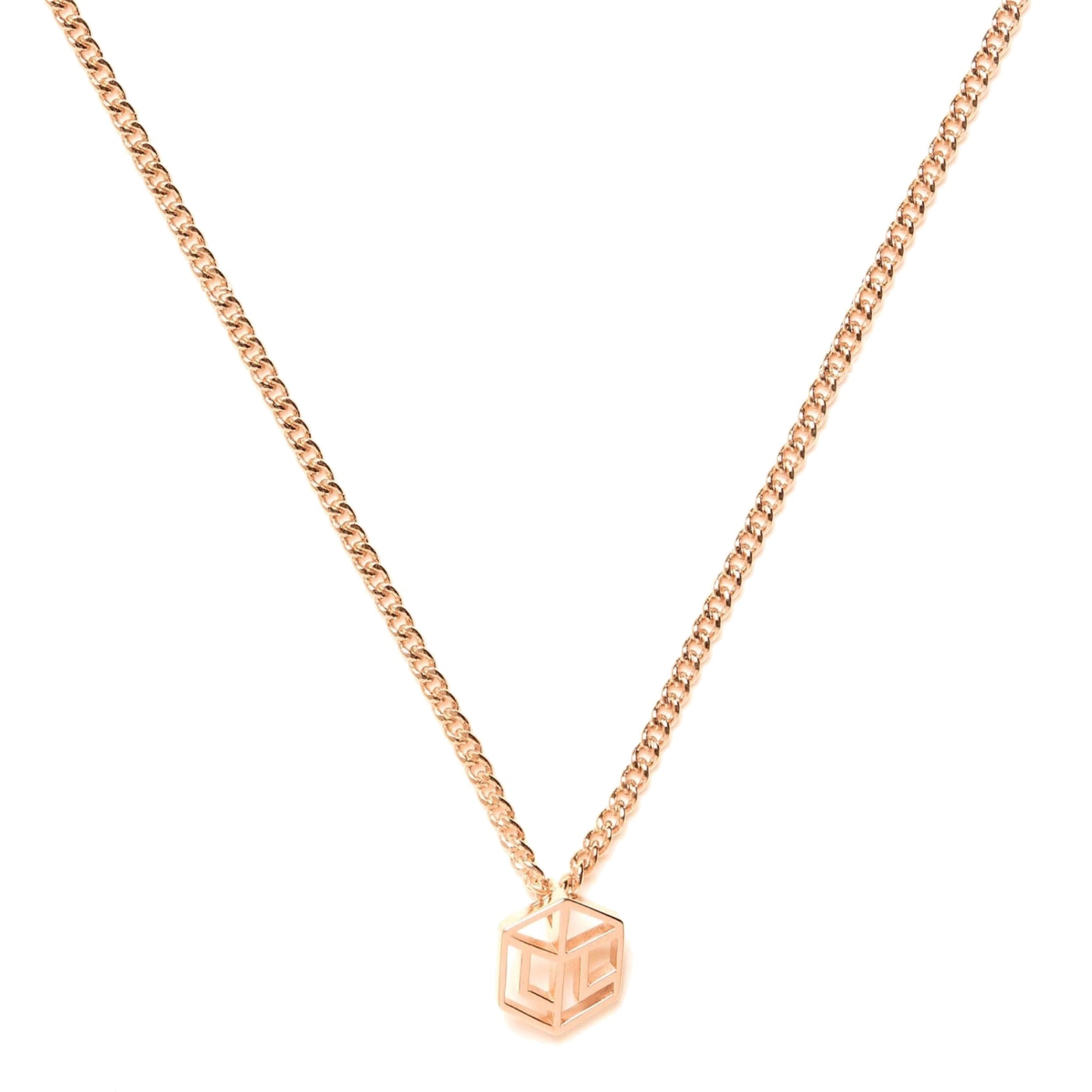 Collier court à logo - Or Rose pâle