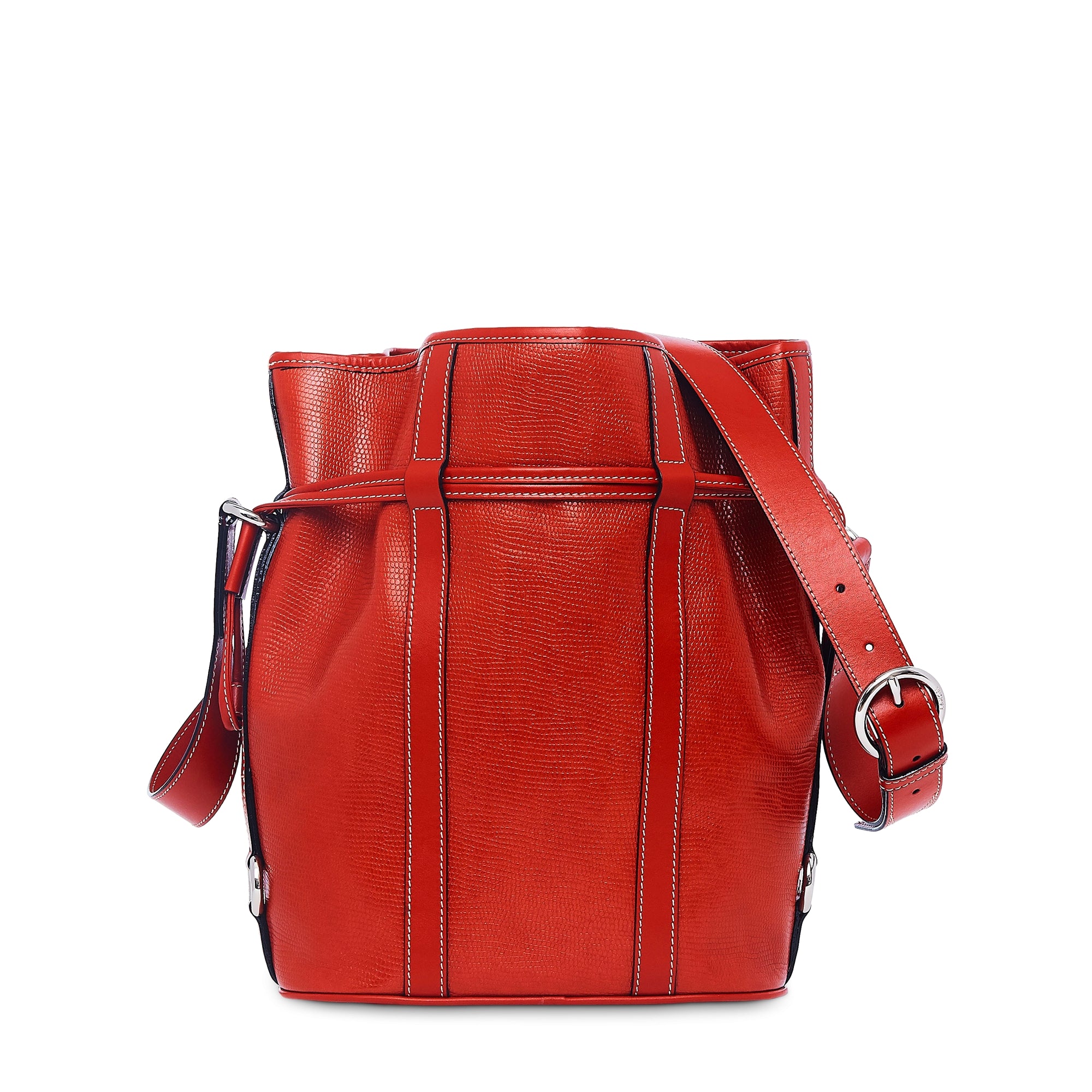 Leather M Elsa bucket bag - Red Lancel