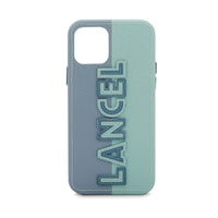 Coque iPhone 12 Ninon en cuir grainé - Maldives & Glacier