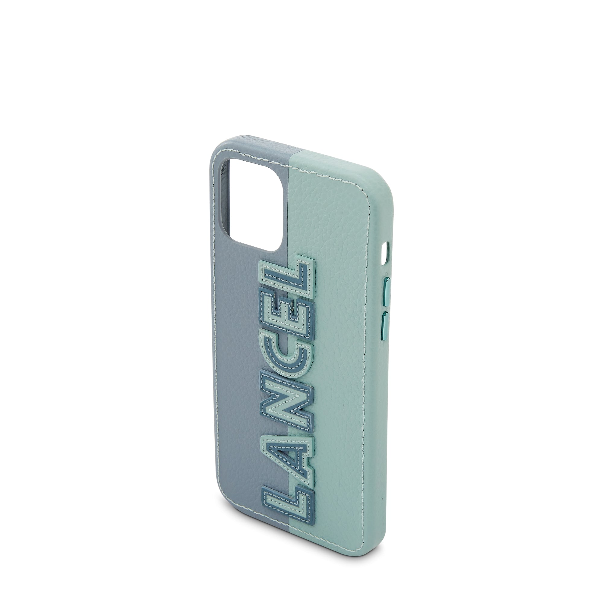 Coque iPhone 12 Ninon en cuir grainé - Maldives & Glacier
