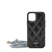 Coque iPhone 12 bandoulière Quilted - Noir