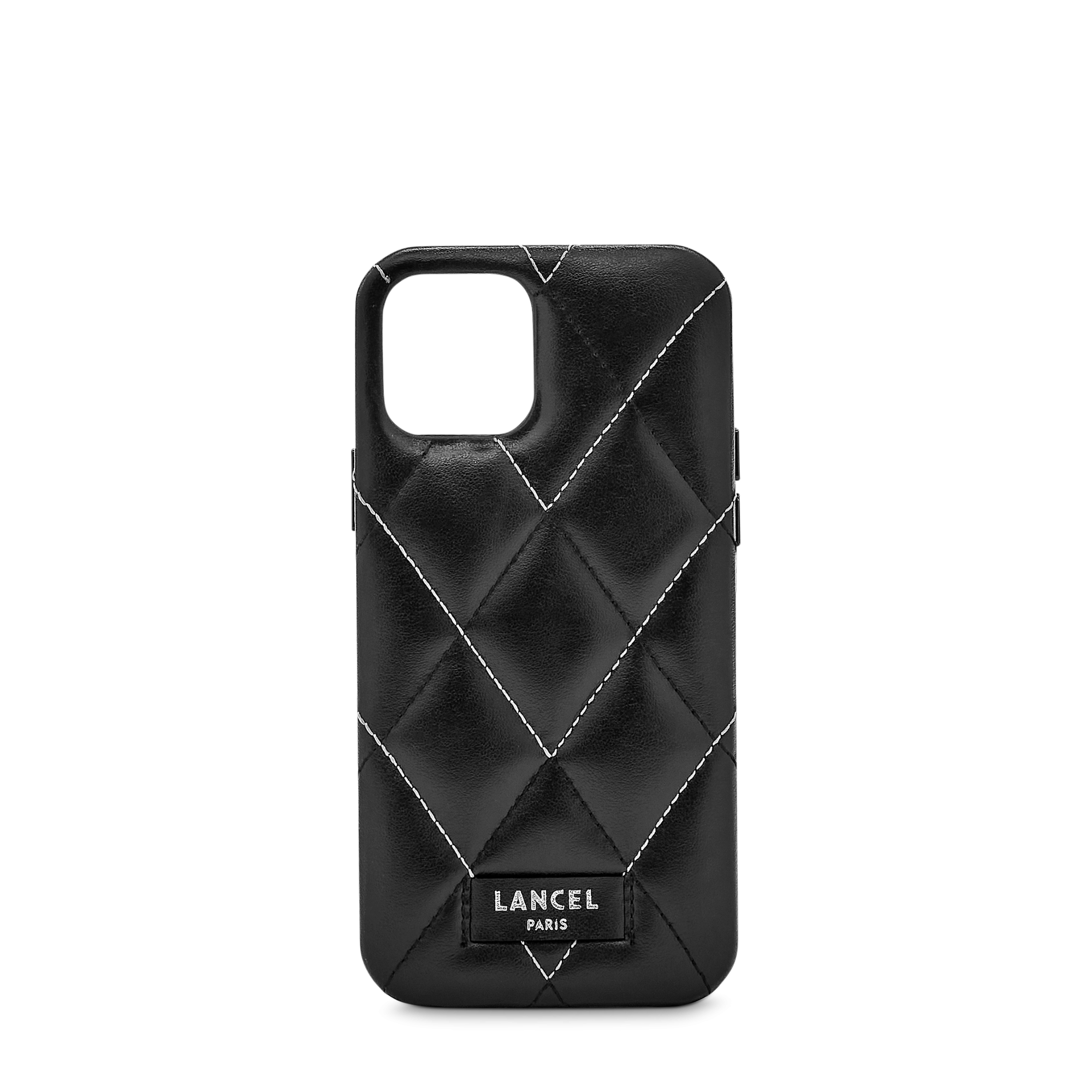Coque iPhone 12 bandoulière Quilted - Noir