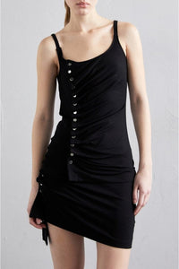 Robe courte drapée à boutons - Black