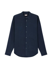Linen shirt with a swallowtail collar - Navy