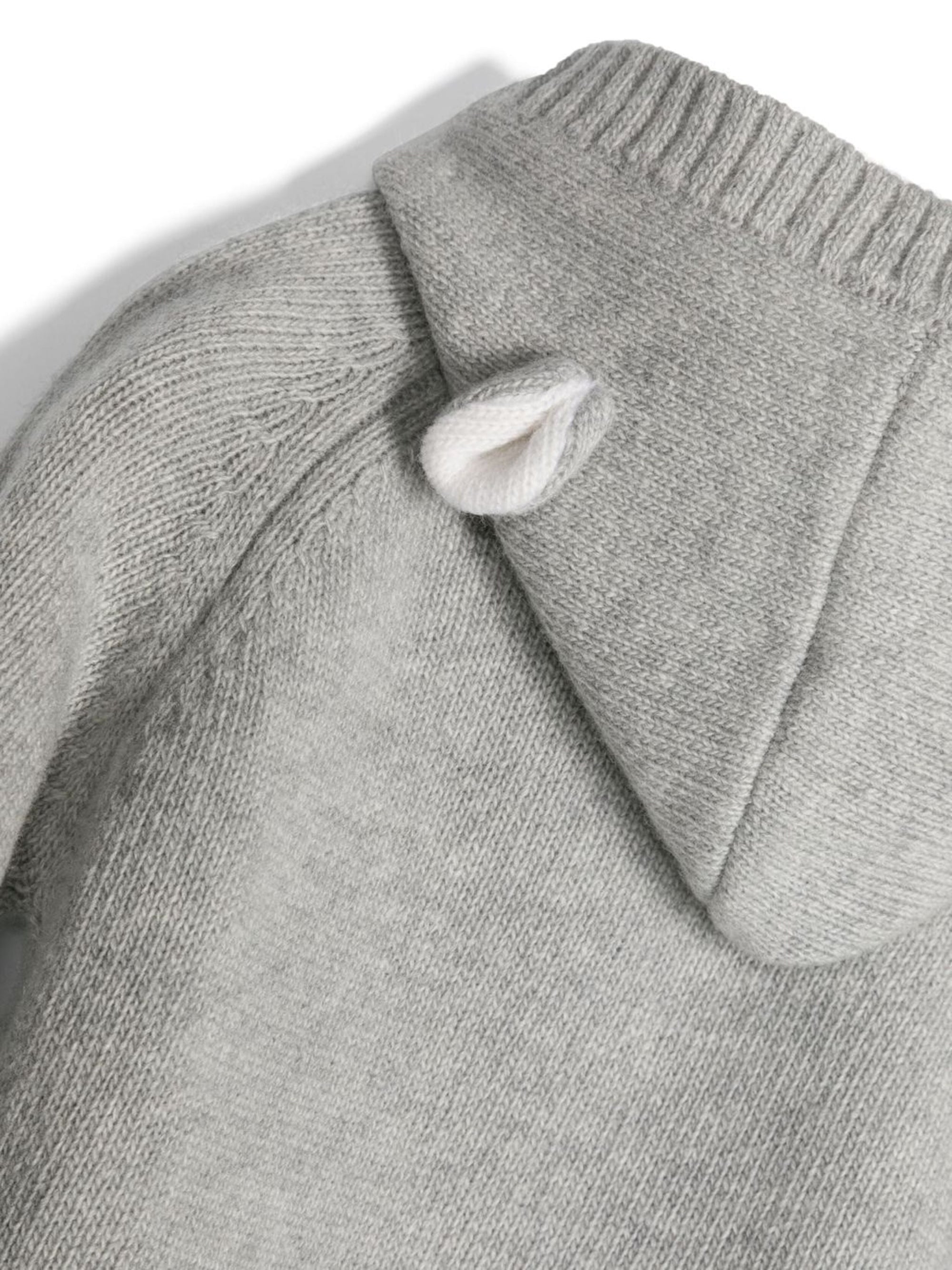 Hooded jumper with wool bear face - Cloud Grey