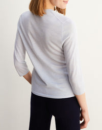 Pull ultrafin manches 3/4 en cachemire et soie - Beige Jupiter