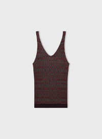 MAUVE MICRO-CHECK KNITTED TANK TOP