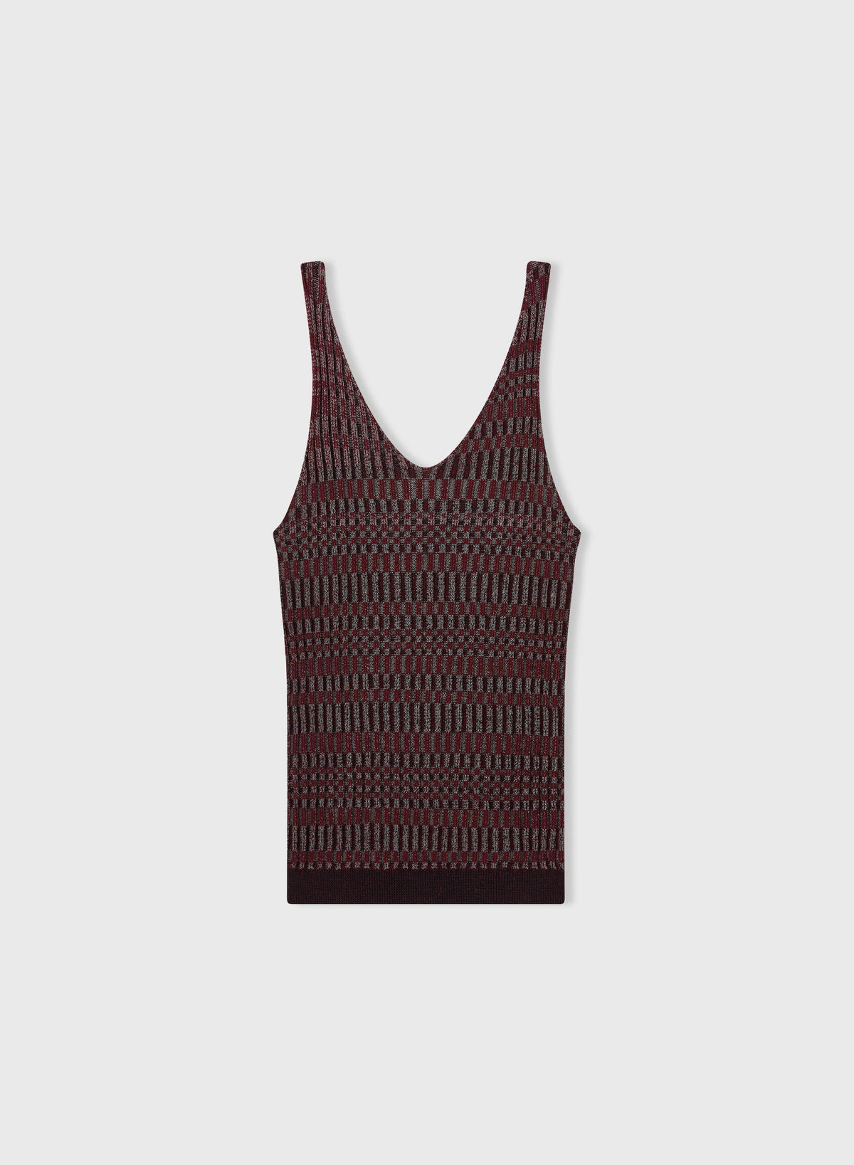 MAUVE MICRO-CHECK KNITTED TANK TOP