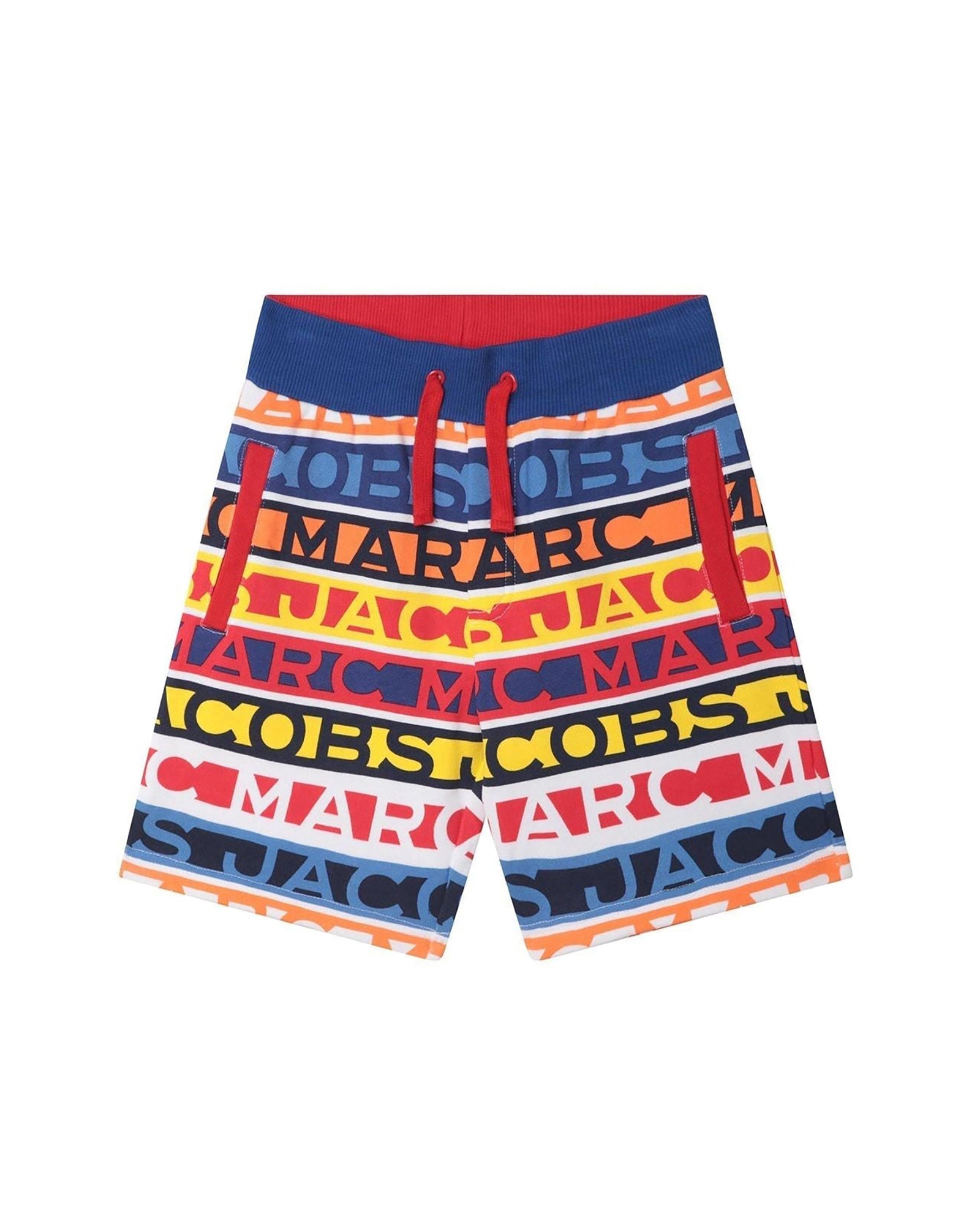 Bermuda de jogging imprimé rayures - Bleu rouge