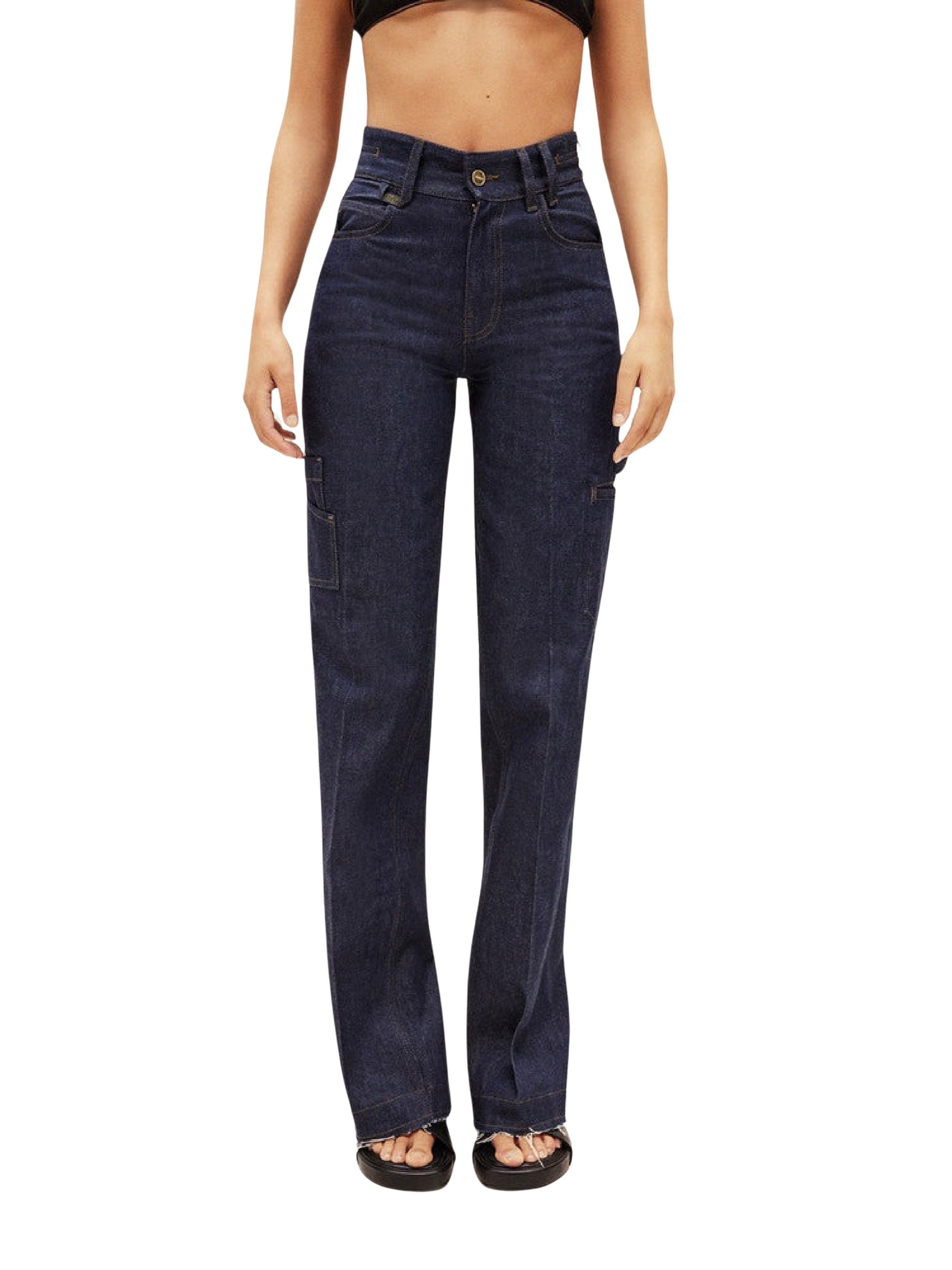 Pantalon De-Nîmes taille haute en denim - Navy & Khaki